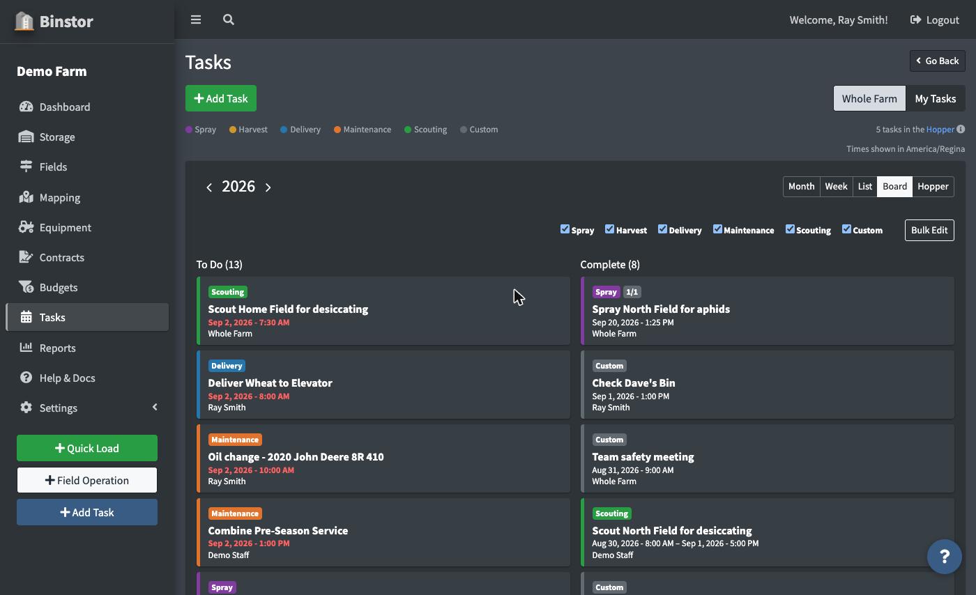 Board (Kanban) view with To Do and Complete columns