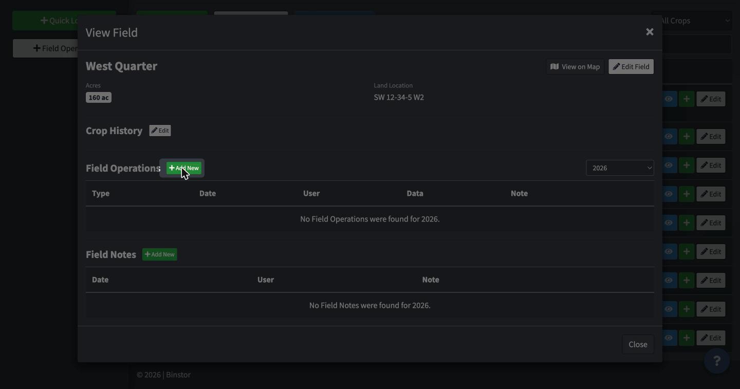 Field detail view with Add New highlighted in the Field Operations section
