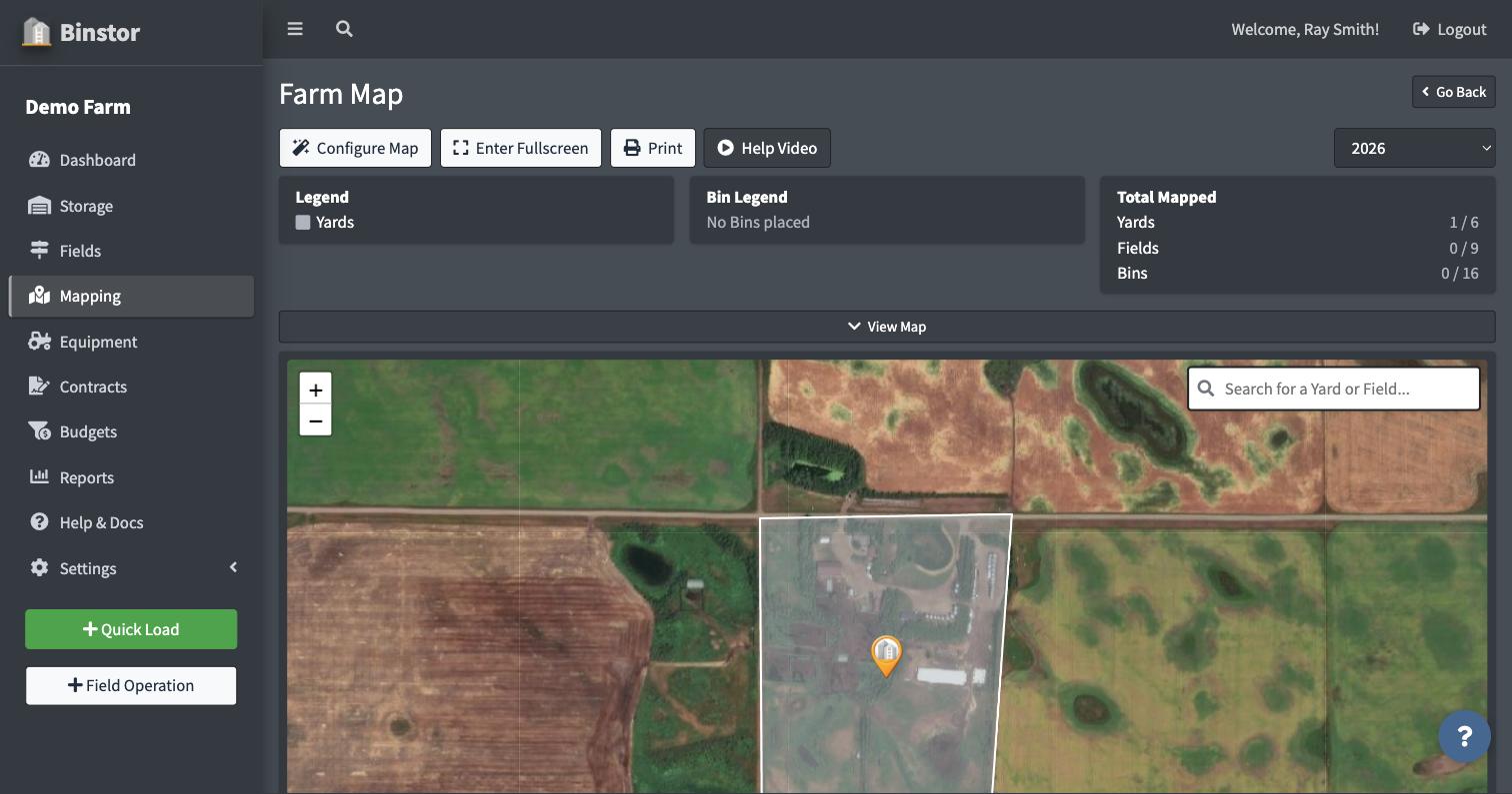 Farm Map showing satellite imagery with a Yard boundary drawn